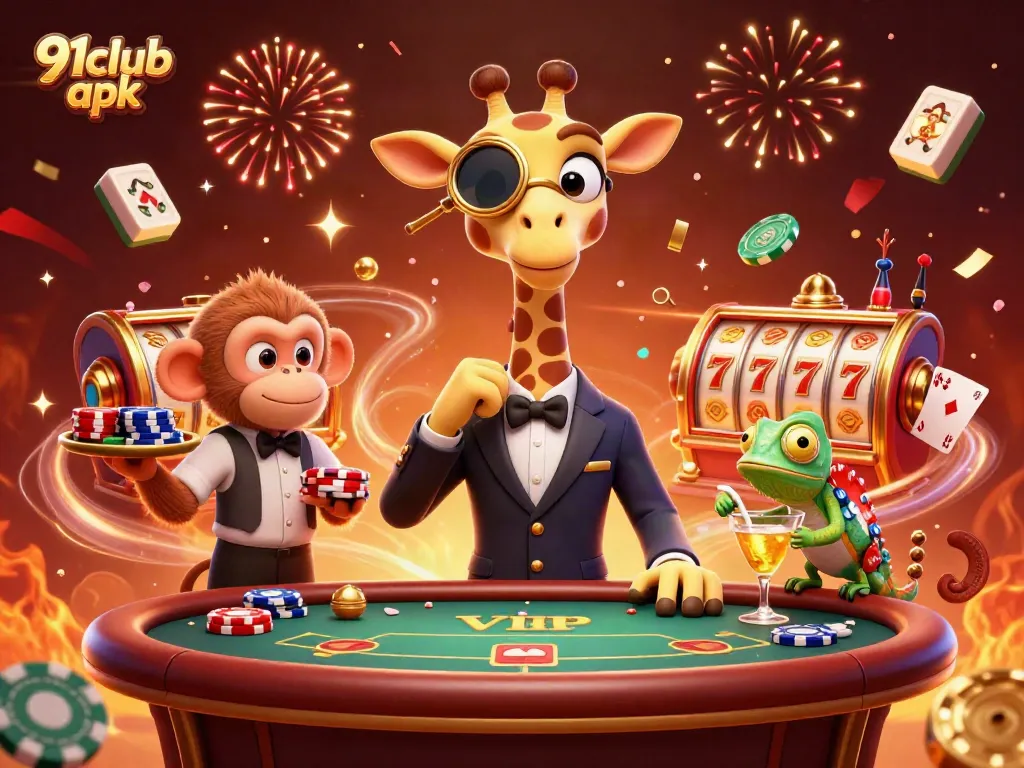 Experience the excitement of 91club apk with vibrant 3D characters and casino elements.
