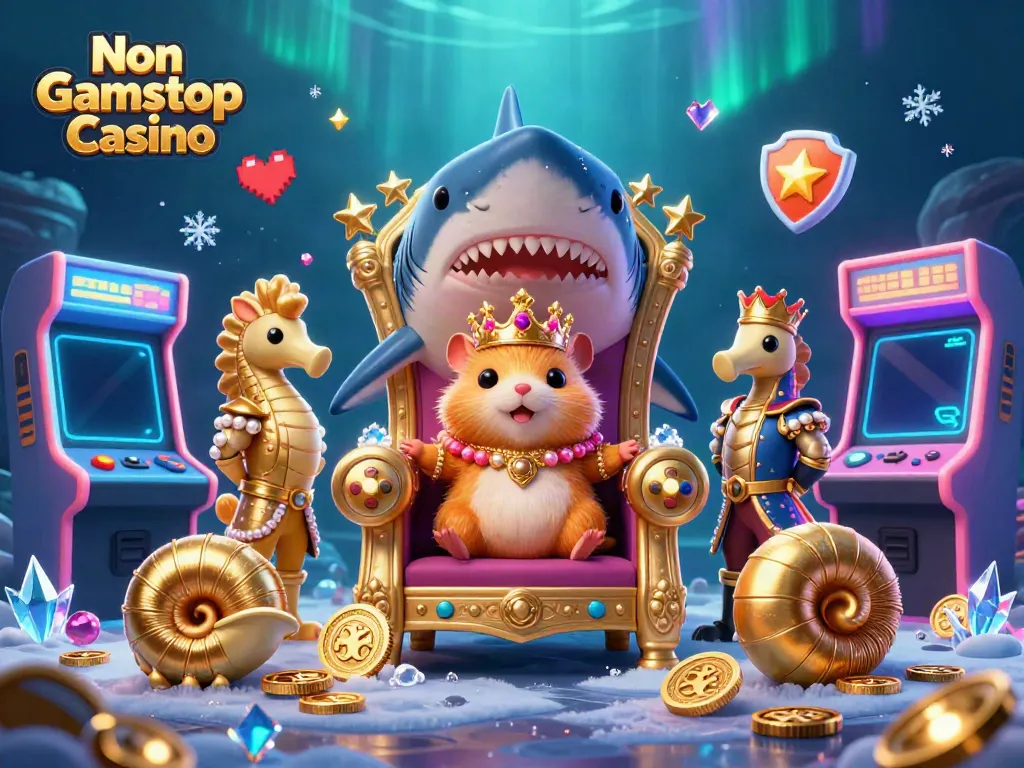 Experience the excitement of Non Gamstop Casino with our vibrant underwater throne scene featuring a hamster king.