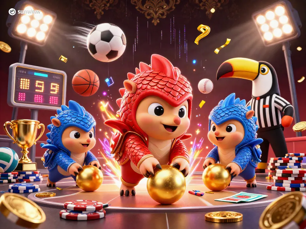 Engage in thrilling action with sunwinw as rival pangolins compete in a vibrant casino showdown.