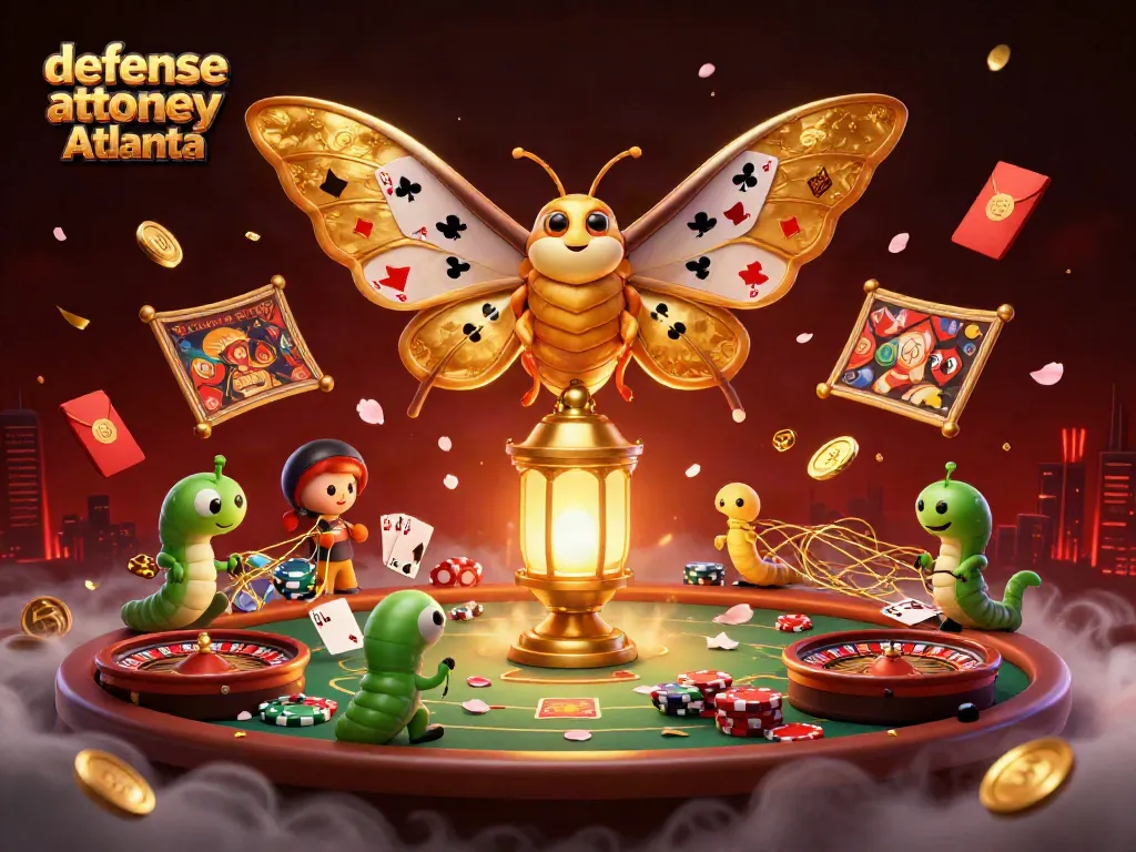 Engaging 3D illustration featuring defense attorney Atlanta and vibrant casino elements.