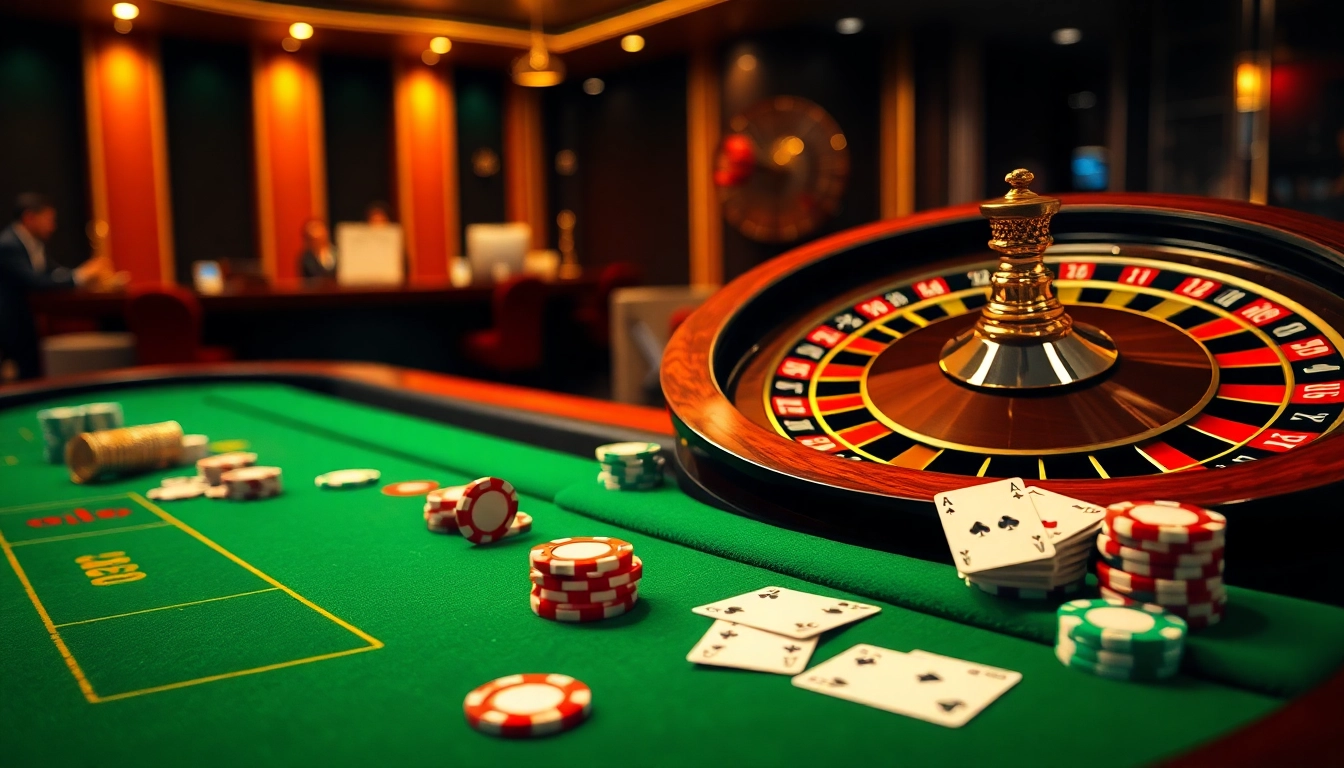 Betting at QQ88 COM with poker chips and roulette wheel in a luxurious casino setting.
