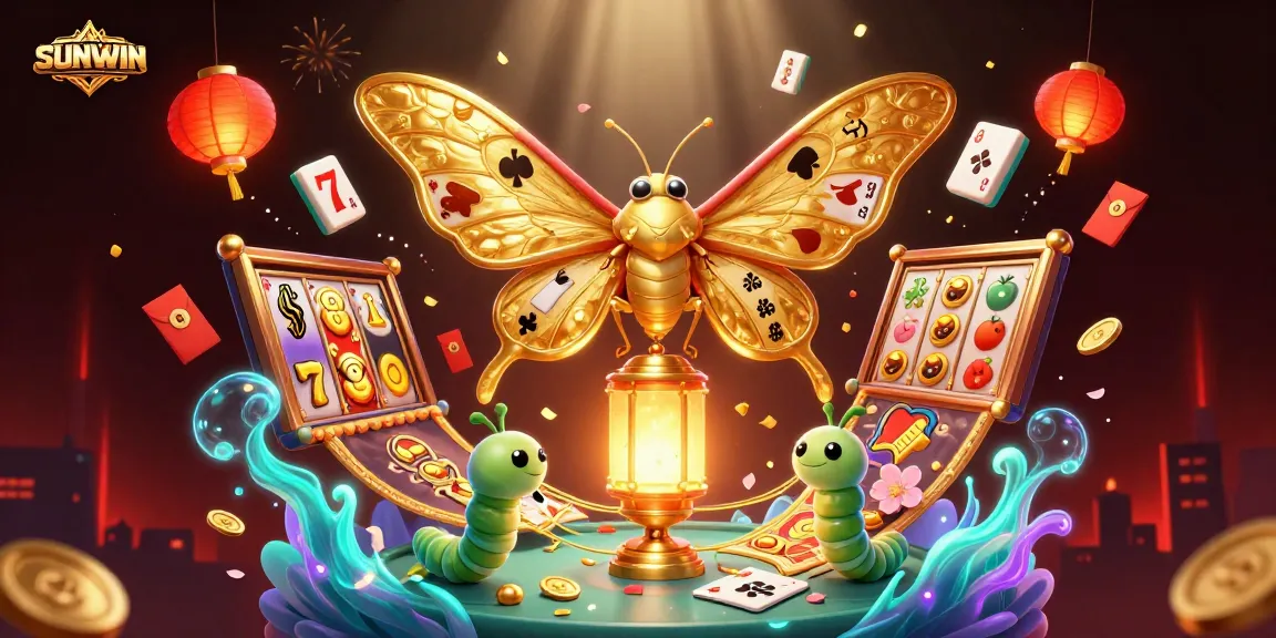 SUNWIN takes players on a vibrant journey through 3D slot gaming, featuring golden wings and dynamic casino scenes.