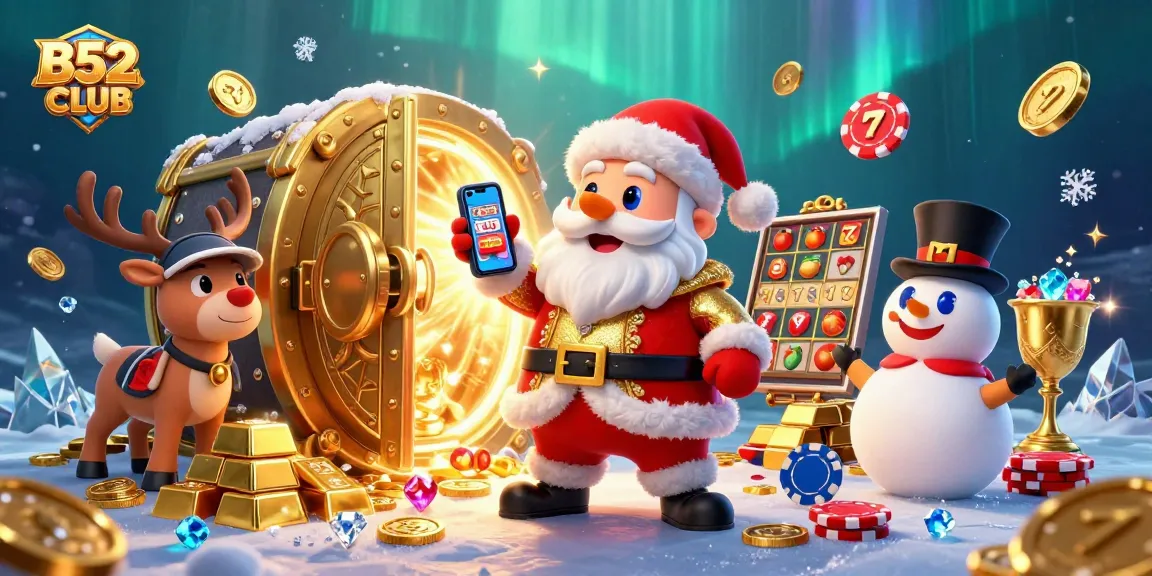 Experience the thrill at B52CLUB with Santa and friends in a vibrant casino scene.
