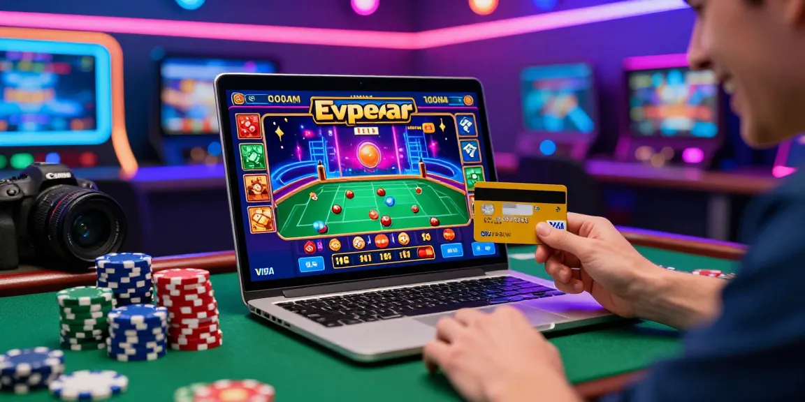 Exciting gameplay at online casinos that accept credit cards, showcasing vibrant credit cards and casino chips.
