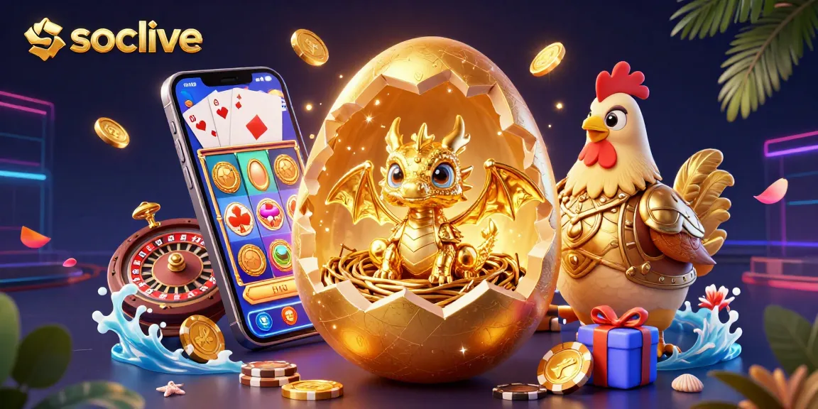 Experience exciting socolive action in a vibrant illustration featuring a golden dragon and poker chips.